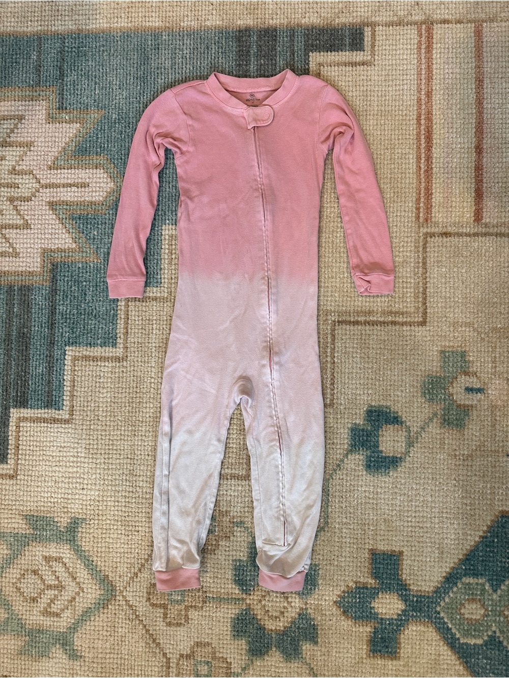Honest Company Organic Cotton Ombre Zip Pajamas Pink 4T